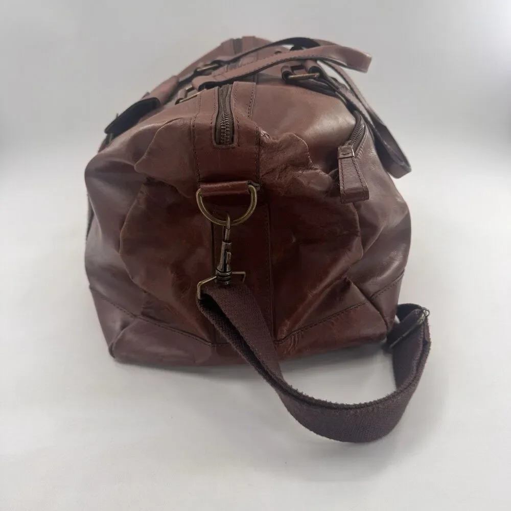 Wilsons Leather Vintage Brown Duffle Travel Bag Suitcase Carry On Overnight 1980